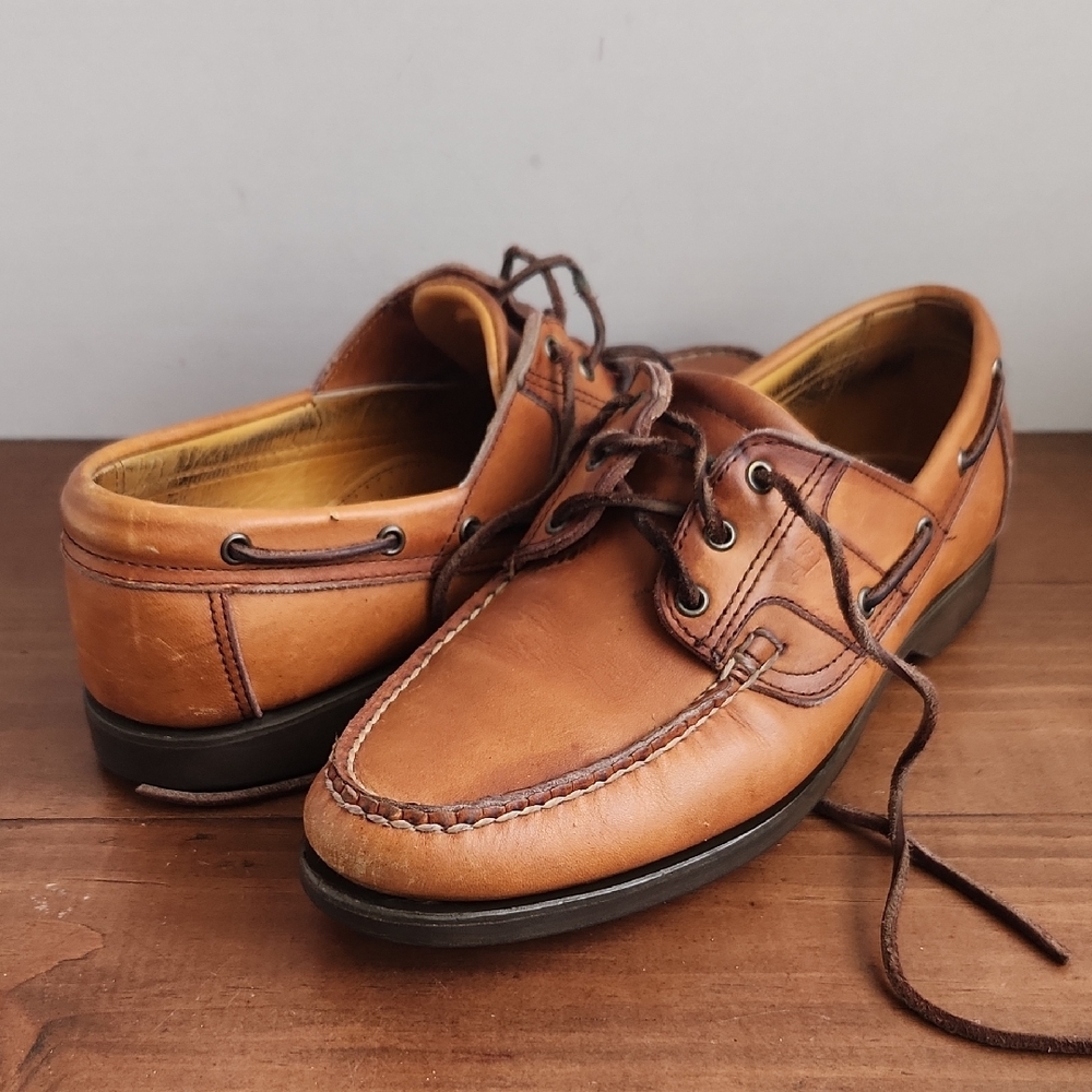 Allen Edmonds - Key Largo - Leather Boat Shoes Tan/Brown Size 10 D